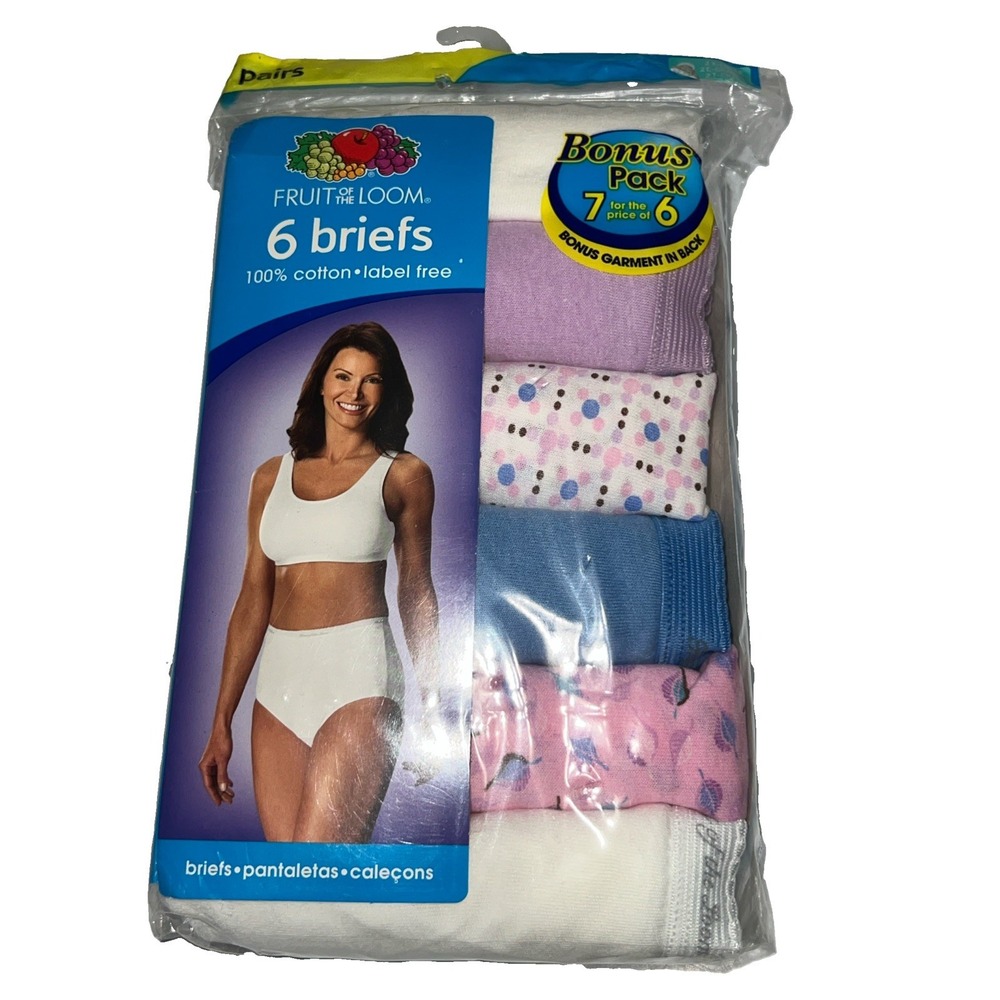Vintage 2006 Fruit of the Loom Women's Briefs 7 Pack Size 2XL Multicolor Cotton